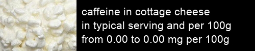 caffeine in cottage cheese information and values per serving and 100g